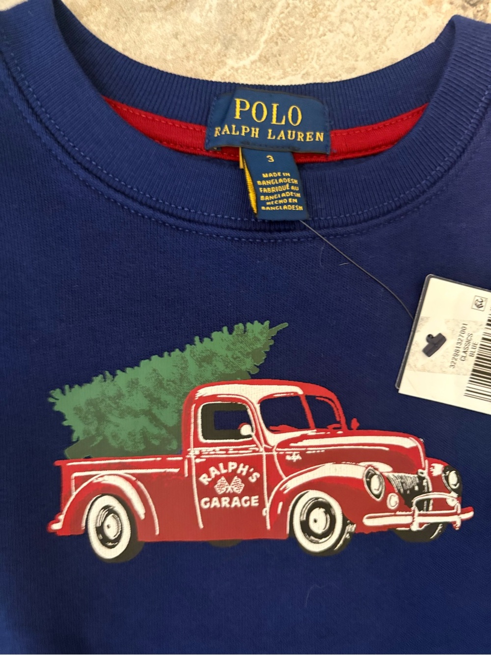 Polo by Ralph Lauren Blue Tee with Red Holiday Truck Graphic